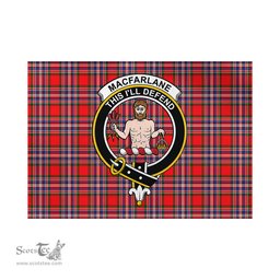 Scottish MacFarlane Modern Tartan Flag with Family Crest - Tartan Garden Flag Scottish Plaid Tartan Plaid - ScotsTee - scotstee.com