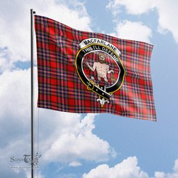 Scottish MacFarlane Modern Tartan Flag with Family Crest - Tartan Garden Flag Scottish Plaid Tartan Plaid - ScotsTee - scotstee.com