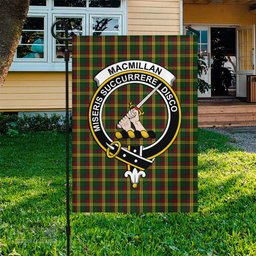 Scottish MacMillan Ancient Tartan Flag with Family Crest - Tartan Garden Flag Scottish Plaid Tartan Plaid - ScotsTee - scotstee.com