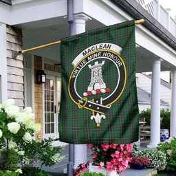 Scottish MacLean of Duart Hunting Tartan Flag with Family Crest - Tartan Garden Flag Scottish Plaid Tartan Plaid - ScotsTee - scotstee.com