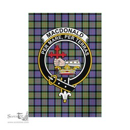 Scottish MacDonald Ancient Tartan Flag with Family Crest - Tartan Garden Flag Scottish Plaid Tartan Plaid - ScotsTee - scotstee.com
