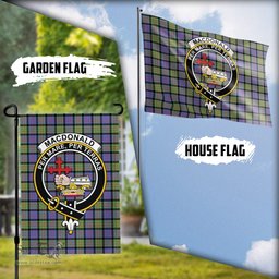 Scottish MacDonald Ancient Tartan Flag with Family Crest - Tartan Garden Flag Scottish Plaid Tartan Plaid - ScotsTee - scotstee.com