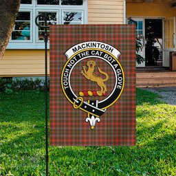 Scottish MacKintosh Hunting Weathered Tartan Flag with Family Crest - Tartan Garden Flag Scottish Plaid Tartan Plaid - ScotsTee - scotstee.com