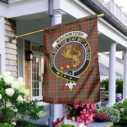 Scottish MacKintosh Hunting Weathered Tartan Flag with Family Crest - Tartan Garden Flag Scottish Plaid Tartan Plaid - ScotsTee - scotstee.com