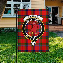 Scottish MacNicol of Scorrybreac Tartan Flag with Family Crest - Tartan Garden Flag Scottish Plaid Tartan Plaid - ScotsTee - scotstee.com
