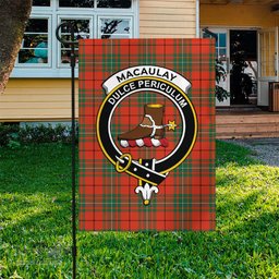 Scottish MacAulay Ancient Tartan Flag with Family Crest - Tartan Garden Flag Scottish Plaid Tartan Plaid - ScotsTee - scotstee.com