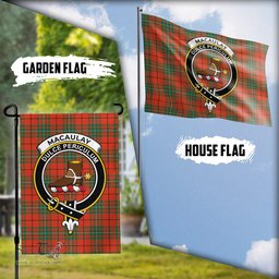 Scottish MacAulay Ancient Tartan Flag with Family Crest - Tartan Garden Flag Scottish Plaid Tartan Plaid - ScotsTee - scotstee.com