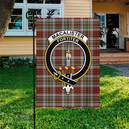 Scottish MacAlister Dress Tartan Flag with Family Crest - Tartan Garden Flag Scottish Plaid Tartan Plaid - ScotsTee - scotstee.com