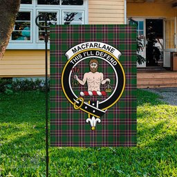 Scottish MacFarlane Hunting Tartan Flag with Family Crest - Tartan Garden Flag Scottish Plaid Tartan Plaid - ScotsTee - scotstee.com