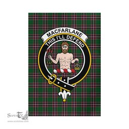 Scottish MacFarlane Hunting Tartan Flag with Family Crest - Tartan Garden Flag Scottish Plaid Tartan Plaid - ScotsTee - scotstee.com