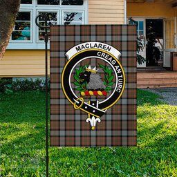Scottish MacLaren Weathered Tartan Flag with Family Crest - Tartan Garden Flag Scottish Plaid Tartan Plaid - ScotsTee - scotstee.com
