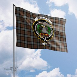 Scottish MacLaren Weathered Tartan Flag with Family Crest - Tartan Garden Flag Scottish Plaid Tartan Plaid - ScotsTee - scotstee.com