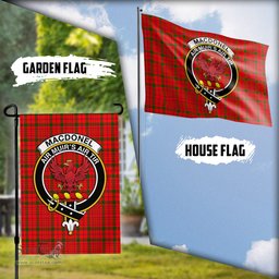 Scottish MacDonell of Keppoch Modern Tartan Flag with Family Crest - Tartan Garden Flag Scottish Plaid Tartan Plaid - ScotsTee - scotstee.com