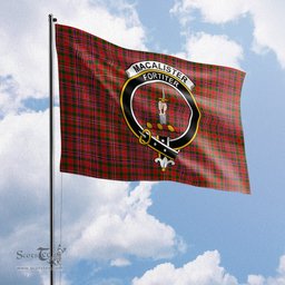 Scottish MacAlister Modern Tartan Flag with Family Crest - Tartan Garden Flag Scottish Plaid Tartan Plaid - ScotsTee - scotstee.com
