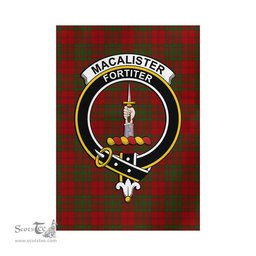 Scottish MacAlister of Glenbarr Tartan Flag with Family Crest - Tartan Garden Flag Scottish Plaid Tartan Plaid - ScotsTee - scotstee.com
