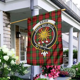 Scottish Kerr Tartan Flag with Family Crest - Tartan Garden Flag Scottish Plaid Tartan Plaid - ScotsTee - scotstee.com