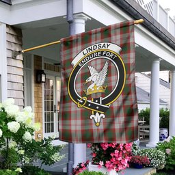 Scottish Lindsay Dress Red Tartan Flag with Family Crest - Tartan Garden Flag Scottish Plaid Tartan Plaid - ScotsTee - scotstee.com