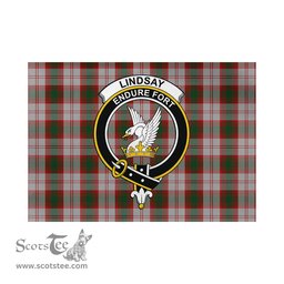 Scottish Lindsay Dress Red Tartan Flag with Family Crest - Tartan Garden Flag Scottish Plaid Tartan Plaid - ScotsTee - scotstee.com