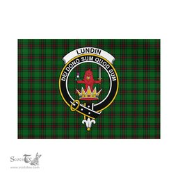 Scottish Lundin Tartan Flag with Family Crest - Tartan Garden Flag Scottish Plaid Tartan Plaid - ScotsTee - scotstee.com