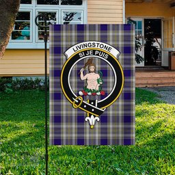 Scottish Livingston Dress Tartan Flag with Family Crest - Tartan Garden Flag Scottish Plaid Tartan Plaid - ScotsTee - scotstee.com