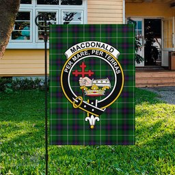 Scottish MacDonald of The Isles Tartan Flag with Family Crest - Tartan Garden Flag Scottish Plaid Tartan Plaid - ScotsTee - scotstee.com