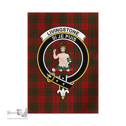 Scottish Livingston Tartan Flag with Family Crest - Tartan Garden Flag Scottish Plaid Tartan Plaid - ScotsTee - scotstee.com