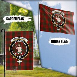 Scottish Livingston Tartan Flag with Family Crest - Tartan Garden Flag Scottish Plaid Tartan Plaid - ScotsTee - scotstee.com