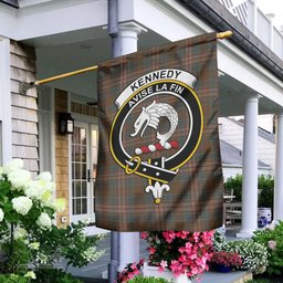 Scottish Kennedy Weathered Tartan Flag with Family Crest - Tartan Garden Flag Scottish Plaid Tartan Plaid - ScotsTee - scotstee.com