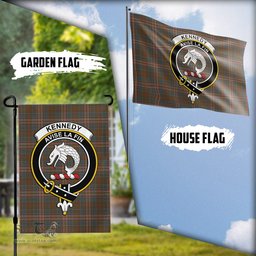 Scottish Kennedy Weathered Tartan Flag with Family Crest - Tartan Garden Flag Scottish Plaid Tartan Plaid - ScotsTee - scotstee.com