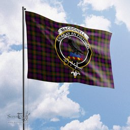 Scottish MacDonell of Glengarry Modern Tartan Flag with Family Crest - Tartan Garden Flag Scottish Plaid Tartan Plaid - ScotsTee - scotstee.com