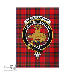 Scottish MacGillivray Modern Tartan Flag with Family Crest - Tartan Garden Flag Scottish Plaid Tartan Plaid - ScotsTee - scotstee.com