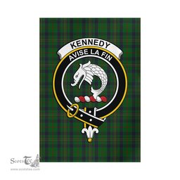 Scottish Kennedy Tartan Flag with Family Crest - Tartan Garden Flag Scottish Plaid Tartan Plaid - ScotsTee - scotstee.com