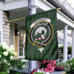 Scottish Kennedy Tartan Flag with Family Crest - Tartan Garden Flag Scottish Plaid Tartan Plaid - ScotsTee - scotstee.com
