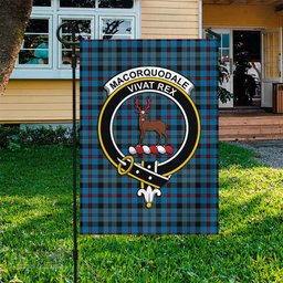 Scottish MacCorquodale Tartan Flag with Family Crest - Tartan Garden Flag Scottish Plaid Tartan Plaid - ScotsTee - scotstee.com