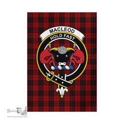 Scottish MacLeod of Raasay Highland Tartan Flag with Family Crest - Tartan Garden Flag Scottish Plaid Tartan Plaid - ScotsTee - scotstee.com