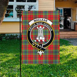Scottish MacLean of Duart Modern Tartan Flag with Family Crest - Tartan Garden Flag Scottish Plaid Tartan Plaid - ScotsTee - scotstee.com