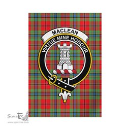 Scottish MacLean of Duart Modern Tartan Flag with Family Crest - Tartan Garden Flag Scottish Plaid Tartan Plaid - ScotsTee - scotstee.com