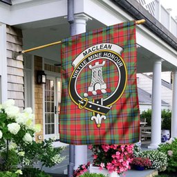 Scottish MacLean of Duart Modern Tartan Flag with Family Crest - Tartan Garden Flag Scottish Plaid Tartan Plaid - ScotsTee - scotstee.com