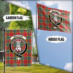 Scottish MacLean of Duart Modern Tartan Flag with Family Crest - Tartan Garden Flag Scottish Plaid Tartan Plaid - ScotsTee - scotstee.com