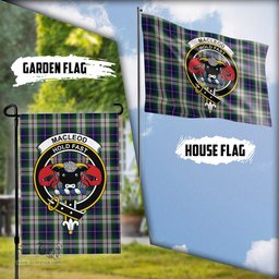 Scottish MacLeod Of Californian Tartan Flag with Family Crest - Tartan Garden Flag Scottish Plaid Tartan Plaid - ScotsTee - scotstee.com