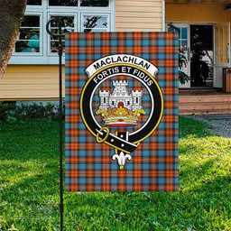 Scottish MacLachlan Ancient Tartan Flag with Family Crest - Tartan Garden Flag Scottish Plaid Tartan Plaid - ScotsTee - scotstee.com