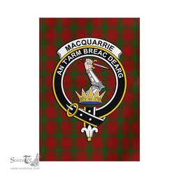 Scottish MacQuarrie Tartan Flag with Family Crest - Tartan Garden Flag Scottish Plaid Tartan Plaid - ScotsTee - scotstee.com