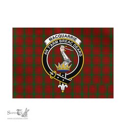 Scottish MacQuarrie Tartan Flag with Family Crest - Tartan Garden Flag Scottish Plaid Tartan Plaid - ScotsTee - scotstee.com