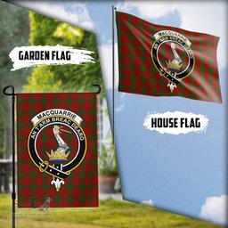 Scottish MacQuarrie Tartan Flag with Family Crest - Tartan Garden Flag Scottish Plaid Tartan Plaid - ScotsTee - scotstee.com