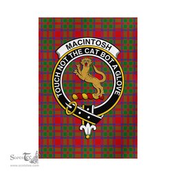 Scottish MacIntosh Modern Tartan Flag with Family Crest - Tartan Garden Flag Scottish Plaid Tartan Plaid - ScotsTee - scotstee.com