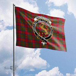 Scottish MacIntosh Modern Tartan Flag with Family Crest - Tartan Garden Flag Scottish Plaid Tartan Plaid - ScotsTee - scotstee.com