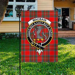 Scottish MacBain Tartan Flag with Family Crest - Tartan Garden Flag Scottish Plaid Tartan Plaid - ScotsTee - scotstee.com