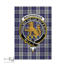 Scottish MacPherson Dress Blue Tartan Flag with Family Crest - Tartan Garden Flag Scottish Plaid Tartan Plaid - ScotsTee - scotstee.com