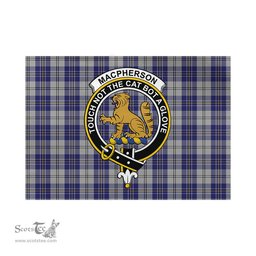 Scottish MacPherson Dress Blue Tartan Flag with Family Crest - Tartan Garden Flag Scottish Plaid Tartan Plaid - ScotsTee - scotstee.com