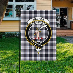 Scottish MacRae Dress Modern Tartan Flag with Family Crest - Tartan Garden Flag Scottish Plaid Tartan Plaid - ScotsTee - scotstee.com